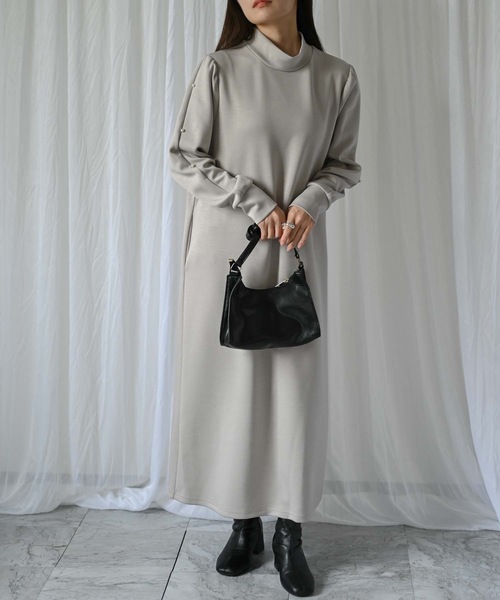 ＆HALF ワンピース ファーベスト×袖パールワンピース（2点セット