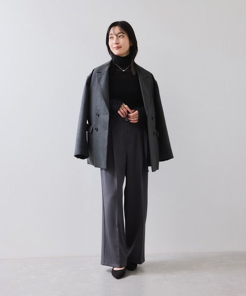 VIS（ビス） ニット セーター フェザー切り替えスリーブシアータートル