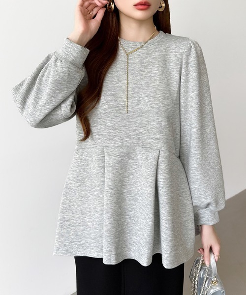 COCOMOMO トレーナー スウェット ペプラムトップス 長袖 ペプラム