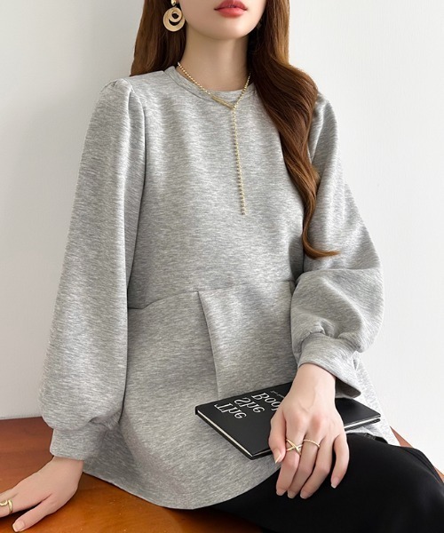 COCOMOMO トレーナー スウェット ペプラムトップス 長袖 ペプラム