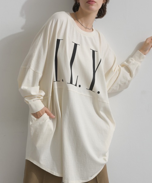 en haut（アンオート） tシャツ ピグメントOE天竺 ロゴプリント