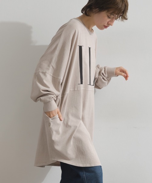 en haut（アンオート） tシャツ ピグメントOE天竺 ロゴプリント