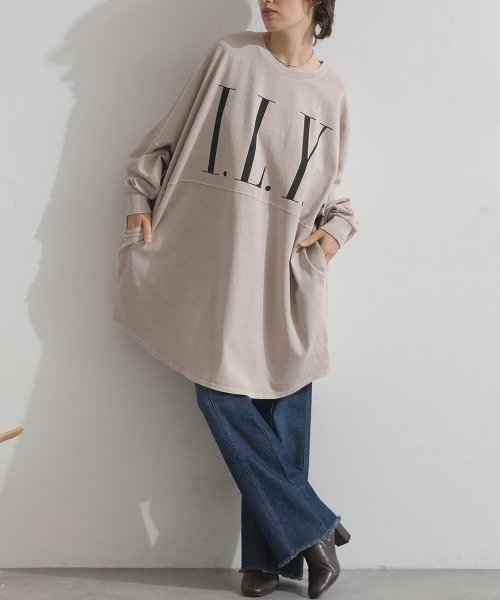 en haut（アンオート） tシャツ ピグメントOE天竺 ロゴプリント
