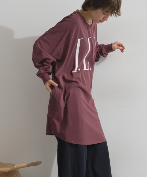 en haut（アンオート） tシャツ ピグメントOE天竺 ロゴプリント