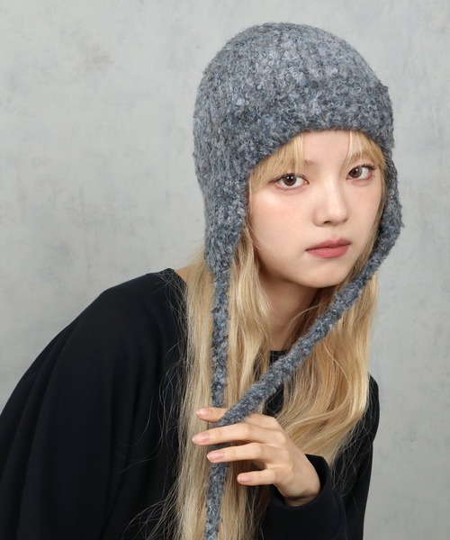フライトニットキャップ　新品未使用 BARELY BLUE ニット帽 ニットキャップ 「 BARELY BLUE / ベアリー