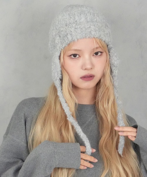 ⭐新品未使用⭐タグなし　フライトキャップ　ニット帽 BARELY BLUE ニット帽 ニットキャップ 「 BARELY BLUE / ベアリー