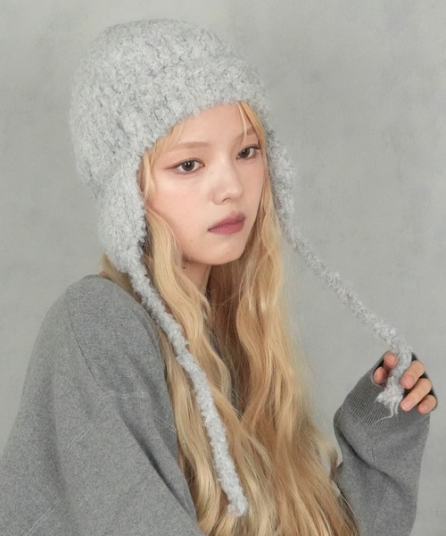 フライトニットキャップ　新品未使用 BARELY BLUE ニット帽 ニットキャップ 「 BARELY BLUE / ベアリー