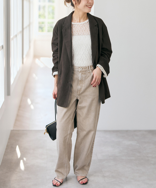 【新品】Spick and Span ストレッチレースクルーネックプルオーバー Spick＆Span（スピック アンド スパン） tシャツ 「追加」ストレッチ