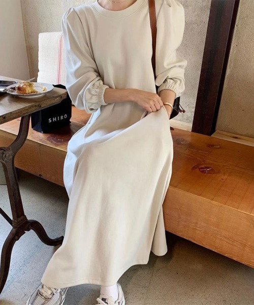 パフスリーブスウェットワンピース bubbles パフスリーブスウェットワンピース グレー 公式 ストア