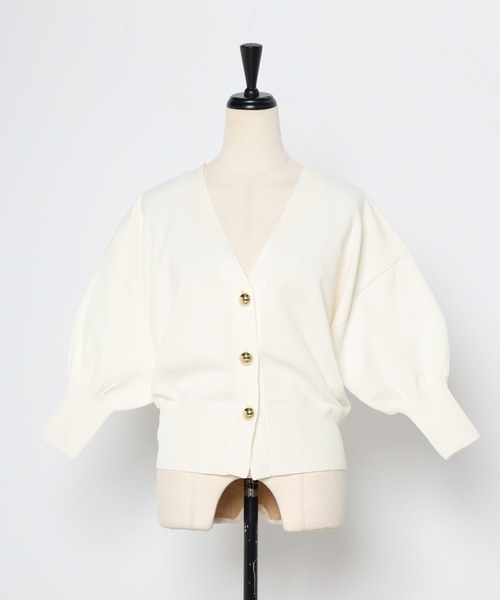 「Bonjour Sagan」 「ANDSEARCH」7分袖ニットカーディガン FREE オフホワイト レディース_画像2