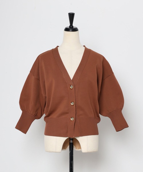 「Bonjour Sagan」 「ANDSEARCH」7分袖ニットカーディガン FREE オフホワイト レディース_画像3