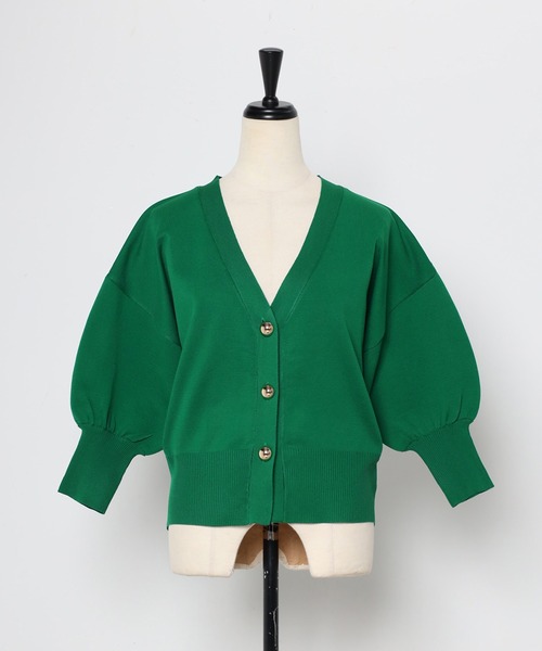 「Bonjour Sagan」 「ANDSEARCH」7分袖ニットカーディガン FREE オフホワイト レディース_画像4