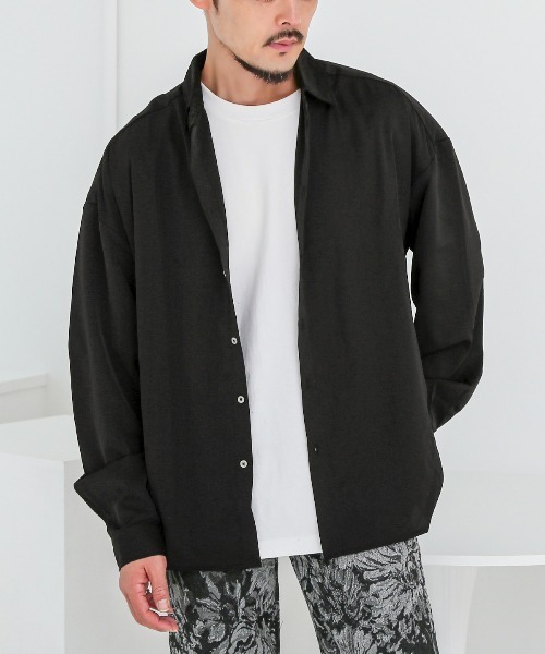 今季完売品！バルーンスリーブ 黒 長袖シャツ LUXSTYLE（ラグスタイル） シャツ バルーンスリーブ長袖シャツ メンズ