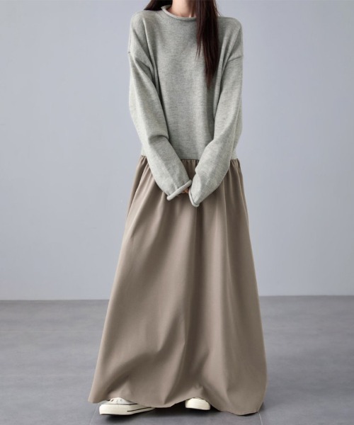 ワンピース ニット×布帛切替ワンピース : ZOZOTOWN Yahoo!店 - 通販