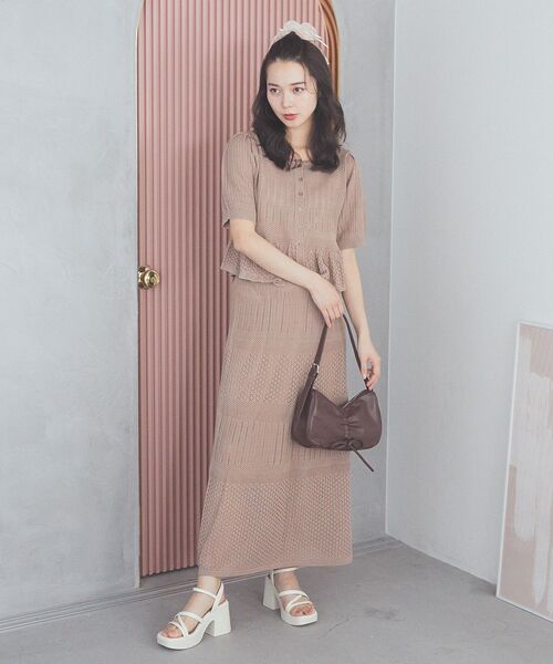 [earth music&ecology] вязаный ансамбль M свет бежевый женский 