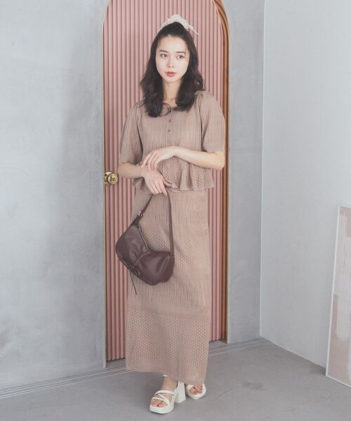 [earth music&ecology] вязаный ансамбль M свет бежевый женский 