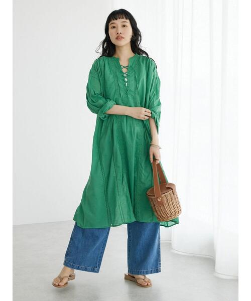 「CRAFT STANDARD BOUTIQUE」 長袖ワンピース FREE チャコールグレー レディース_画像4