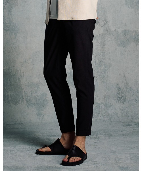 uvカット スラックス tuck slim slacks メンズの画像