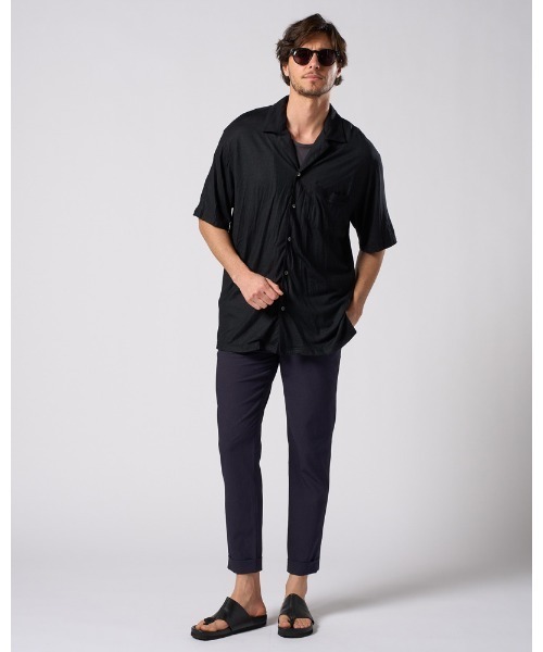 uvカット スラックス tuck slim slacks メンズの画像