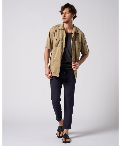 uvカット スラックス tuck slim slacks メンズの画像