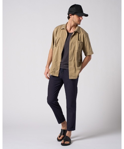 uvカット スラックス tuck slim slacks メンズの画像