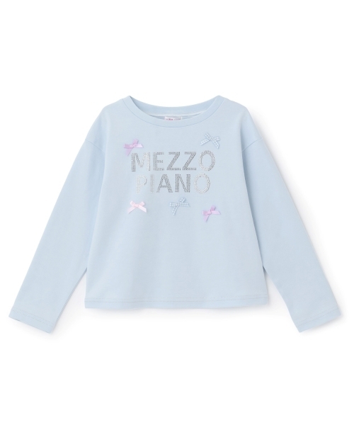 mezzo piano tシャツ ラインストーンロゴ 長袖Tシャツ キッズ 子供服