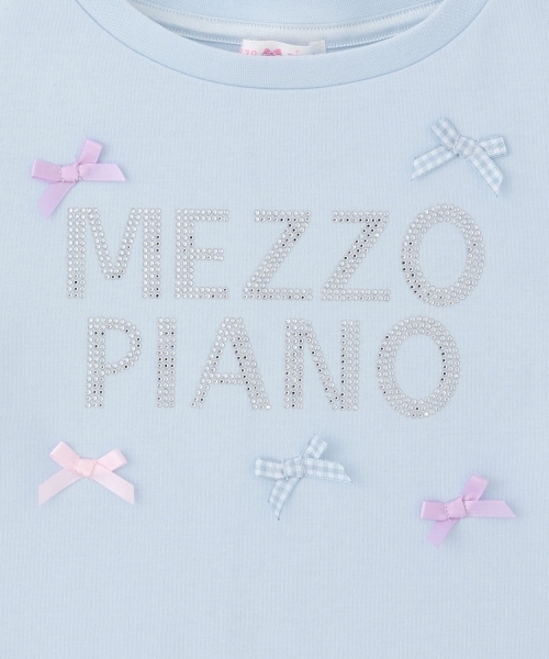 mezzo piano tシャツ ラインストーンロゴ 長袖Tシャツ キッズ 子供服