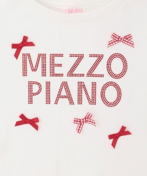 mezzo piano tシャツ ラインストーンロゴ 長袖Tシャツ キッズ 子供服