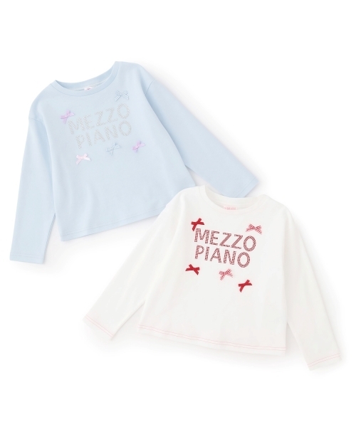 mezzo piano tシャツ ラインストーンロゴ 長袖Tシャツ キッズ 子供服