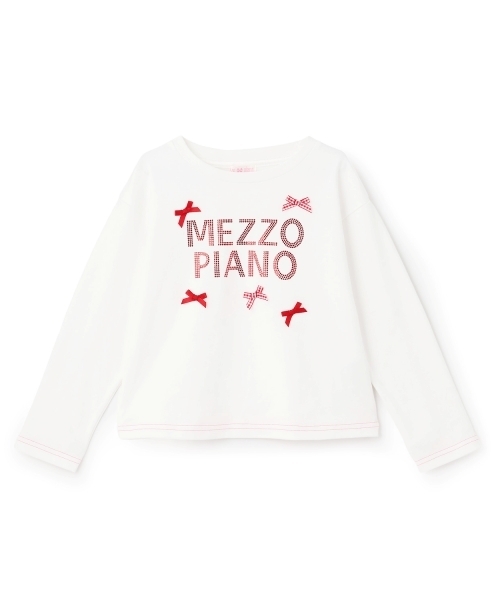 mezzo piano tシャツ ラインストーンロゴ 長袖Tシャツ キッズ 子供服 mezzo piano tシャツ ラインストーンロゴ 長袖Tシャツ キッズ 子供服