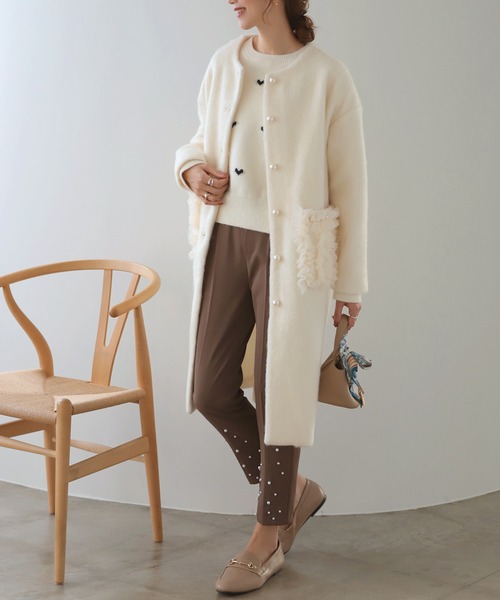 「MERAKI」 ノーカラーコート FREE グレー レディース_画像6