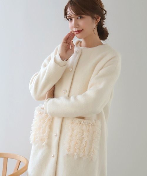 「MERAKI」 ノーカラーコート FREE グレー レディース_画像7