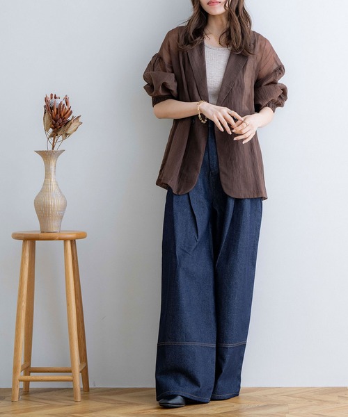 「NOAHL」 テーラードジャケット FREE オリーブ レディース_画像3