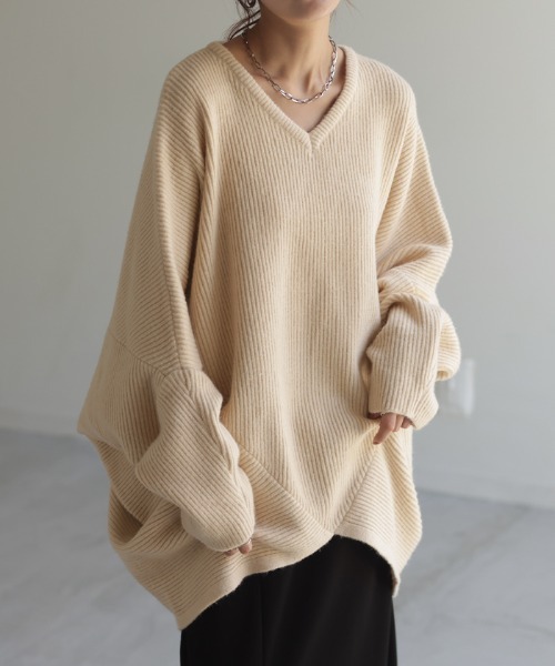 「HUG.U」 長袖ニット FREE レッド レディース_画像3