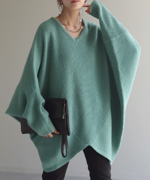 「HUG.U」 長袖ニット FREE レッド レディース_画像8