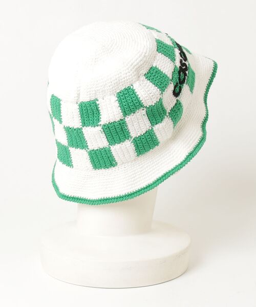 「Casablanca」 ニットキャップ M/L ホワイト×グリーン メンズ_画像2