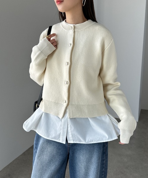 「andme」 長袖ブラウス M ネイビー レディース_画像3