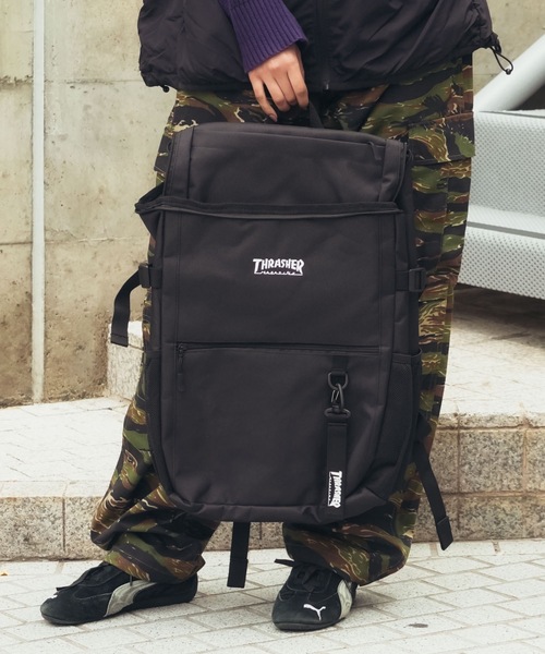 定価2万弱　MURAシボ革 スクエア　リュック ブラック THRASHER（スラッシャー） ビジネスリュック デイバック リュック