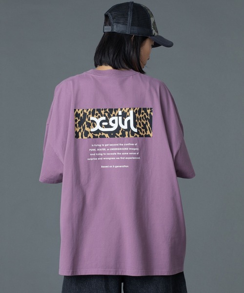 X-girl（エックスガール） ドレス LEOPARD BOX LOGO S/S BIG TEE DRESS