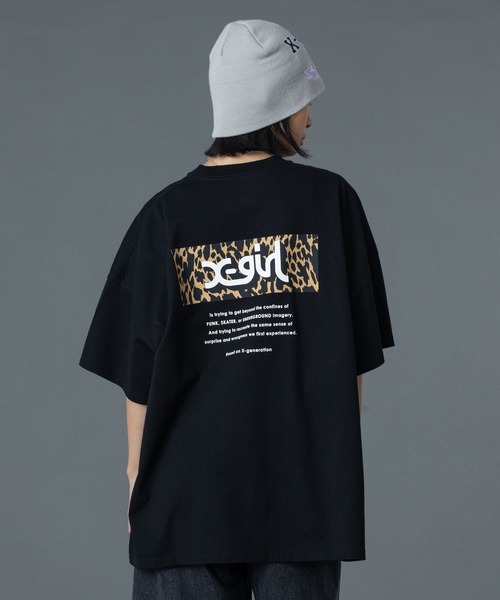 X-girl（エックスガール） ドレス LEOPARD BOX LOGO S/S BIG TEE DRESS