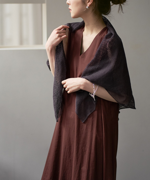 THROW（スロー） ストール マフラー Linen Cross Mesh Scarf