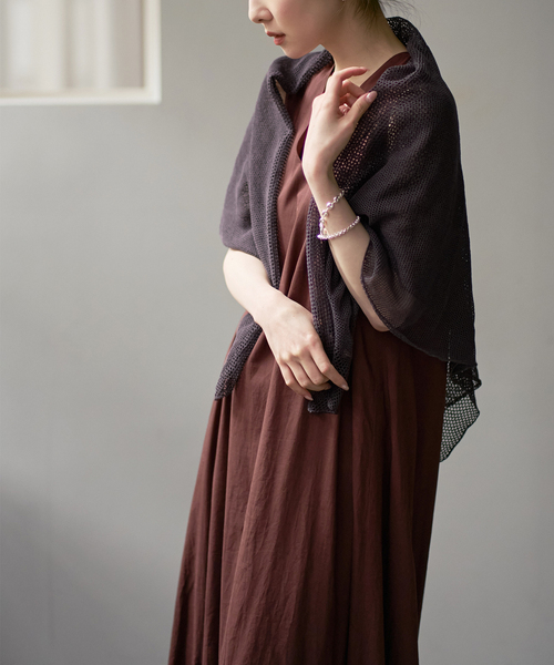 THROW（スロー） ストール マフラー Linen Cross Mesh Scarf