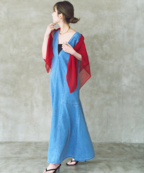 ストール マフラー THROW/スロー Linen Cross Mesh Scarf レディース_5