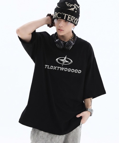 2000年代 Y2K マーシフルフェイト Tシャツ Lサイズ 黒 lilful tシャツ 「26年春夏新作」立体ロゴY2Kモチーフビッグシルエット