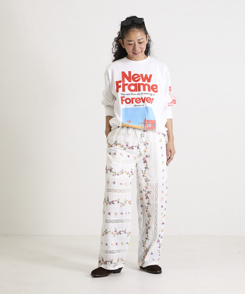 Freada（フリーダ） パンツ ドビー花刺繍×レースパンツ レディース