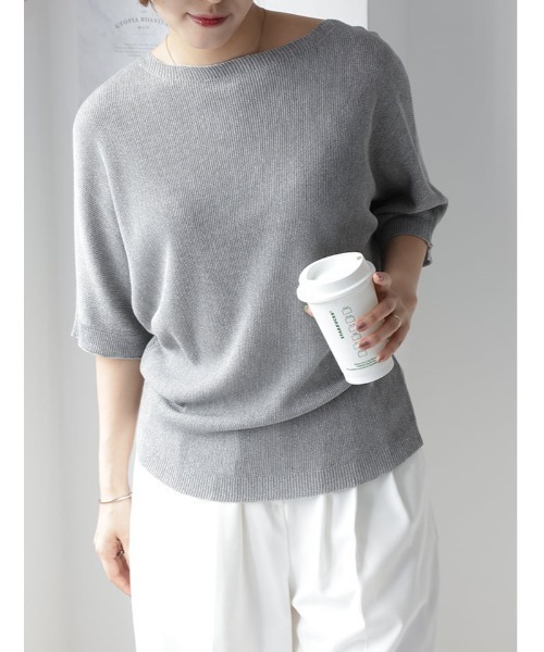【美品】fifthカットソー/サマーニット/シンプルカットソー/トップス fifth（フィフス） ニット セーター ラメボートネックサマーニット