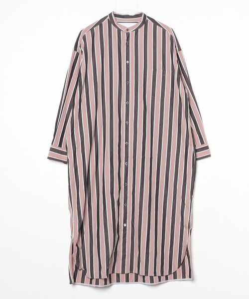 「TICCA」 ストライプ柄シャツワンピース FREE ブラウン レディース