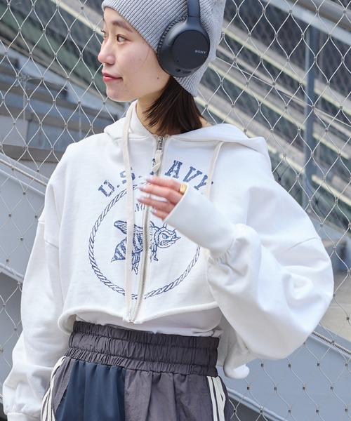 「etsinta」 ジップアップパーカー ONE SIZE ベージュ レディース_画像3