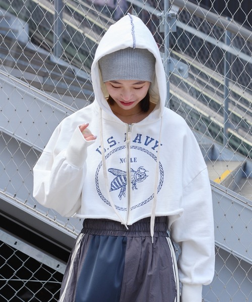 「etsinta」 ジップアップパーカー ONE SIZE ベージュ レディース_画像7