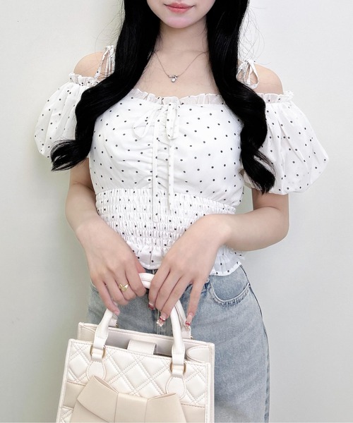 INGNI（イング） ブラウス シャツ 半袖 2Wayオフショルリボン